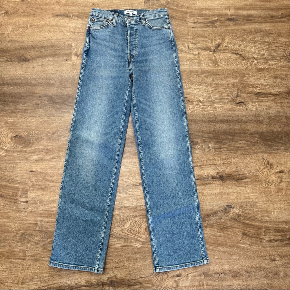 Re/Done Blue 90's High Rise Loose Straight Leg‎ Jeans Size 25 - Picture 4 of 10